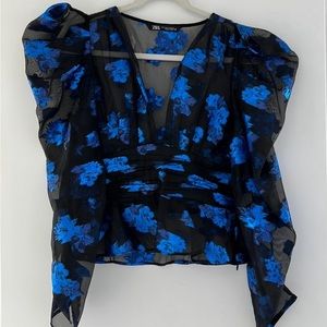 Zara Sparkle Blue Top
